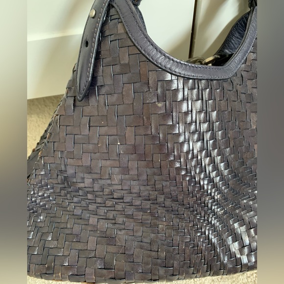 Cole Haan Genevieve Woven Triangle Plum
Leather Boho Chic Tote Satchel - Picture 3 of 16